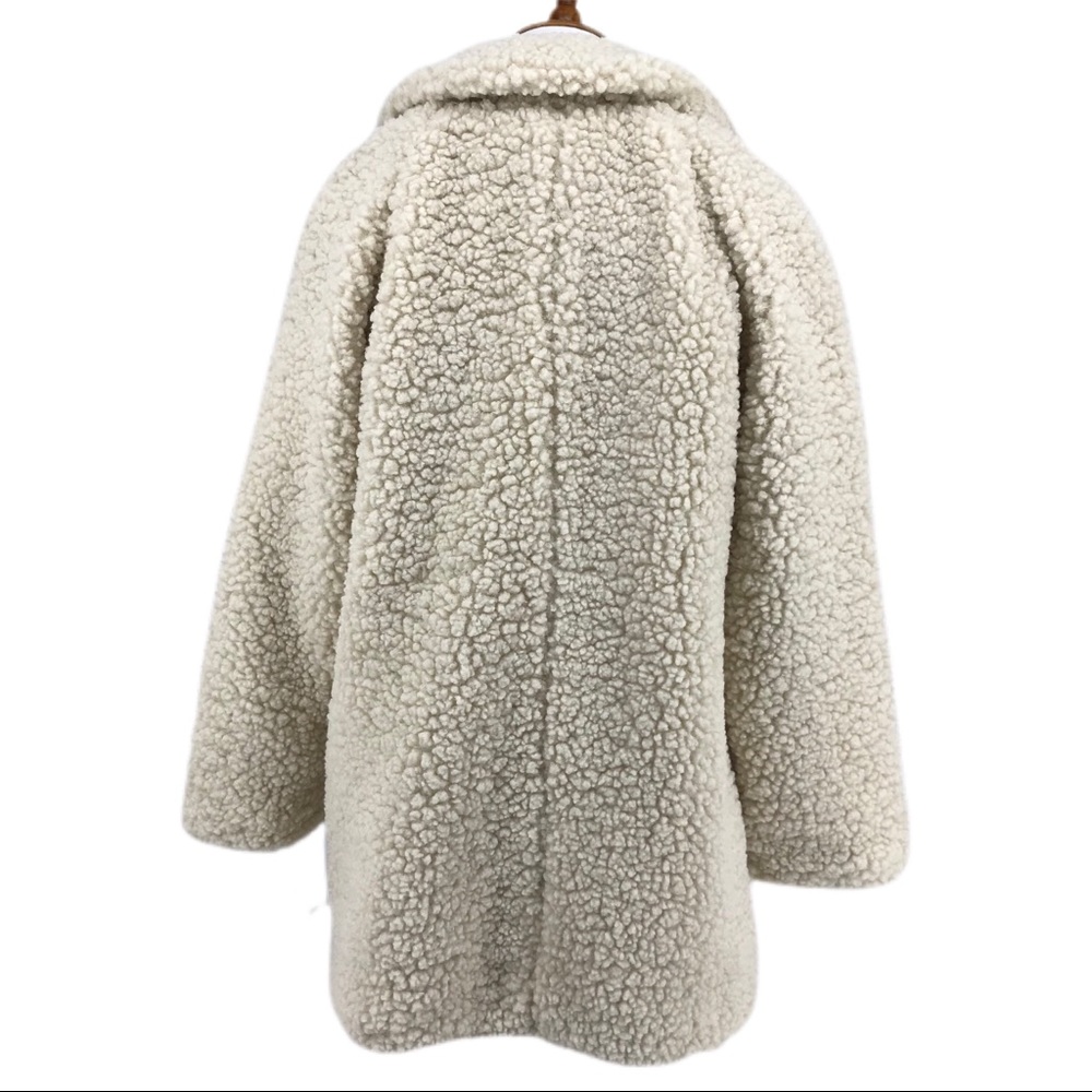 Lucky Brand Oatmeal Faux Shearling Snap Button Coat Jacket - Picture 6 of 11